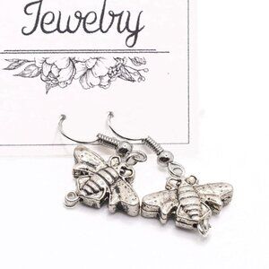 Handmade Silvertone Honey Bee Beaded Earrings, New